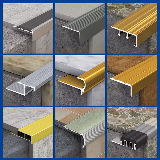 Niuyuan Foshan 공장 밀어남 단면도 알루미늄 층계 보행 반대로 미끄러짐 둥근 코 층계 냄새맡기